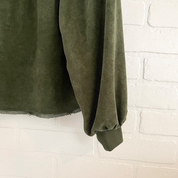 Free People Movement Hoodie 1/4 zip Pockets High Low Olive Green Sz S Oversized - Picture 11 of 15